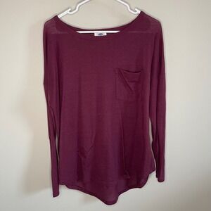 Old Navy Pocket Tee‎ Long Sleeve Casual Top Purple Shirt Womens Size Medium